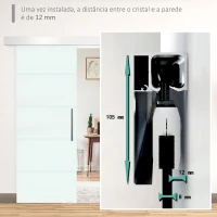 HOMCOM Porta de Correr de Vidro 75x210 cm Porta de Correr de Vidro com Trilho Translúcida(m-7)