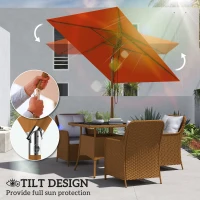 Outsunny 2m Tilting Wooden Pole Parasol - Orange(m-4)