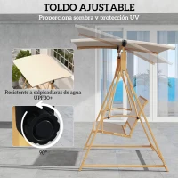 Outsunny Columpio de Jardín de 2 Plazas con Toldo Ajustable y Estructura Triangular de Metal Carga 220 kg 160x112x162 cm Caqui(m-4)