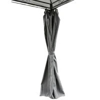 Outsunny 10 x 13ft Outdoor 2 Tier Steel Frame Gazebo with Curtains Black Grey(m-11)