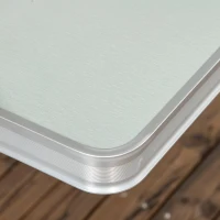 Outsunny Mesa de Campismo Dobrável com 4 Assentos Orifício para Chapéu de Sol e Estrutura de Alumínio para Praia Piquenique 136x85,5x66cm Prata(m-8)