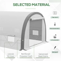 Outsunny 6 x 3(m) Polytunnel Greenhouse with Upgraded Structure, Mesh Door and Windows, 15 Plant Labels, White(m-6)