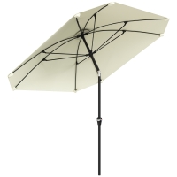 Outsunny Sombrilla de Jardín 233x233 cm Ángulo Ajustable Impermeable Poste de Aluminio Varillas de Fibra de Vidrio Manivela Crema