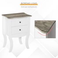 HOMCOM Mesa de cabeceira com 2 gavetas de armazenamento Base elevada para sala de estar Quarto estilo nórdico e vintage 46,5x32x64,5 cm Branco(m-6)