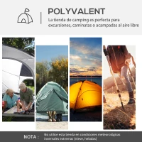 Outsunny Carpa Portátil de Camping para 6-8 Personas con 4 Mosquiteros Gancho y Bolsa Anti-UV 350x350x230 cm Gris y Blanco(m-7)