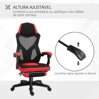 Vinsetto Cadeira de escritório ergonômica  ajustável em altura giratória de 360 ° Reclinável até 135 graus comapoio de braços Apoio para os pés retrátil 58x72x108-118 cm Vermelho(m-4)