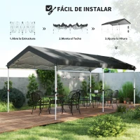 Outsunny Carpa Plegable 6x3 m con Altura Ajustable en 3 Niveles Protección UV50+ y Bolsa de Transporte Blanco(m-4)