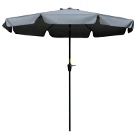 Outsunny Parasol de Jardín de Aluminio Ø266x250 cm con Ángulo Ajustable Protección UV50+ Techo de Ventilación y Manivela Gris(m-11)