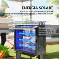 Outsunny Lampada Antizanzare per Esterno a Energia Solare con 60 LED e Rete di Protezione, Nero(m-6)