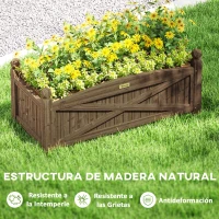 Outsunny Jardinera de Madera Elevada para Cultivar Plantas Flores Hierba para Jardín Balcón Terraza 90x39x37 cm Café Oscuro(m-6)