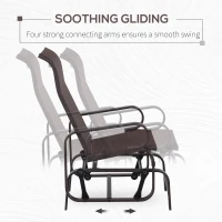 Outsunny Outdoor Gliding Rocking Chair with Sturdy Metal Frame Garden Comfortable Swing Chair, Brown(m-4)