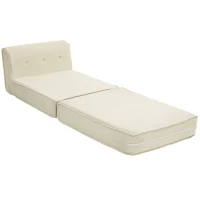 HOMCOM Sofá cama plegable con respaldo capitoné sillón convertible cama supletoria sala oficina Blanco Crema(m-7)