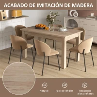 HOMCOM Mesa de Comedor Rectangular 140x80 cm para 6 Personas Tablero Laminado de 30 mm y Patas Robustas Estilo Moderno Natural(m-6)