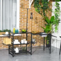 Outsunny Mesa de Camping Plegable con Fregadero Soporte para Lámpara y Estantes para Barbacoas Picnics y Viajes 173x52x80-174cm(m-2)