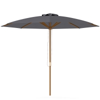 Outsunny 3m Wood Pole Parasol Umbrella - Grey