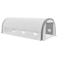 Outsunny 6 x 3(m) Polytunnel Greenhouse with Upgraded Structure, Mesh Door and Windows, 15 Plant Labels, White(m-1)