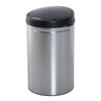 HOMCOM Balde de Lixo Inteligente de Aço Inoxidável 30L com Sensor Infravermelho de Abertura Automática Ø30,5x51,5cm Prata e Preto(m-11)
