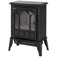 HOMCOM Chimenea Eléctrica 1000W/2000W Efecto de Llama Temperatura Ajustable y Protección Sobrecalentamiento para 15-30 ㎡ Negro