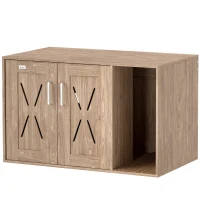 PawHut Mueble Arenero para Gatos 3 en 1 con Puertas Estera para Rascar y Compartimento 80x48x50,5 cm Marrón(m-1)