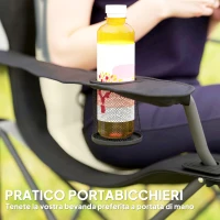 Outsunny Set 2 Sedie da Campeggio Pieghevoli con Schienale Alto, Portabicchieri e Borse di Trasporto, Crema(m-6)