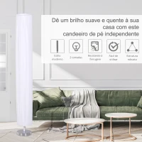 HOMCOM Candeeiro de Pé Moderno com Interruptor de Pé e Base de Aço Inoxidável Ø15x120 cm Branco(m-6)