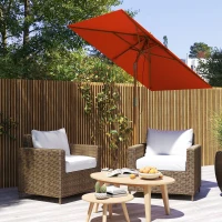 Outsunny 2m Tilting Wooden Pole Parasol - Orange(m-9)