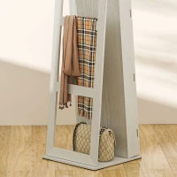 HOMCOM Armario Joyero con Luces LED y Cerradura Espejo Integrada Blanco con Veta de Madera(m-9)