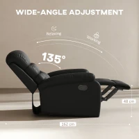 HOMCOM PU Leather Reclining Chair, Manual Recliner Chair with Padded Armrests, Retractable Footrest and Wood Frame, Black(m-4)