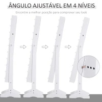 HOMCOM Armário para Joias 20 Luzes de LED Reclinável Fechadura Madeira 40x37x146cm Branco(m-6)