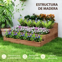 Outsunny Jardinera de Madera Elevada de 4 Niveles con Diseño de Escalera para Cultivos Plantas Flores 113x113x46 cm Café Oscuro(m-6)