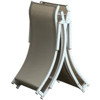 Outsunny 2er Set Sonnenliege Gartenliegen Stoffliege Relaxliege ergonomisch Aluminium Texteline Hellgrau 165 x 61 x 63 cm(m-12)