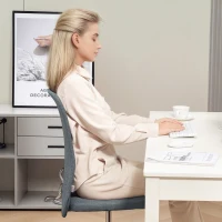 HOMCOM Silla de Oficina con Ruedas Altura Ajustable y Tapizado en Lino Sintético para Oficina o Estudio 53x43x85-93 cm Gris(m-9)