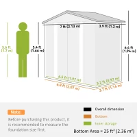 Outsunny 7 x 4ft Garden Shed, Easy to Assemble, Upgraded Galvanised Steel Frame with Foundation Kit, Double Doors with Lock, Outdoor Metal Shed with Vents and Gloves, Garden Storage Shed, Dark Grey(m-3)