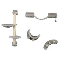 PawHut Juego de Escalada para Gatos de 4 Piezas Montado en la Pared con Hamaca Plataformas y Rascadores de Sisal Gris(m-11)