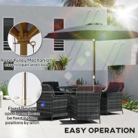 Outsunny 3m Wood Pole Parasol Umbrella - Grey(m-5)