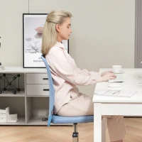 HOMCOM Silla de Oficina con Ruedas Altura Ajustable y Tapizado en Lino Sintético para Oficina o Estudio 53x43x85-93 cm Azul(m-9)