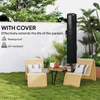 Outsunny 3(m) Solar LED Cantilever Parasol - Orange(m-7)