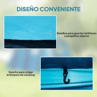 Outsunny Tienda de Campaña Inflable Tipo Túnel para 3-6 Personas con Vestíbulo Ventanas de Malla y Bolsa Impermeable Azul(m-7)