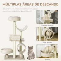PawHut Árvore Raspador para Gatos Centro de atividades para gatos 50x40x105cm Sisal Natural(m-5)