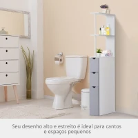HOMCOM Armário Alto para Casa de Banho com 2 Prateleiras 1 Porta e 2 Gavetas 15x33x136 cm Branco(m-5)