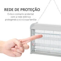Outsunny Lâmpada Anti-mosquito Elétrica com Luz Ultravioleta 20W com 2 Tubos LED Área de Ação 60m² 39x7.5x26.5 cm Branco(m-7)