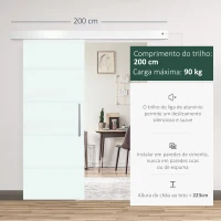 HOMCOM Porta de Correr de Vidro 75x210 cm Porta de Correr de Vidro com Trilho Translúcida(m-4)
