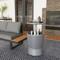 Outsunny Mesa Nevera para Exterior 41 L 3 en 1 Cool Bar Mesa Auxiliar con Altura Ajustable Cubo de Hielo Tapa Elevable Gris(m-8)