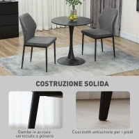 HOMCOM Set 2 Sedie da Pranzo Imbottite in Velluto con Schienale Ergonomico Senza Braccioli, Grigio(m-6)