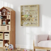 HOMCOM Six Shelf Display Cabinet, with Glass Doors - Oak(m-9)