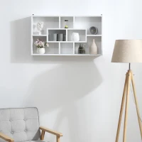 HOMCOM Estante de parede decorativa Conjunto de 8 estantes para CDs Estantes Flutuantes Cubos Modernos 85x14,5x47,5cm Carga 20kg Madeira(m-8)