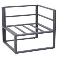 Outsunny 6-tlg. Gartengarnitur Gartenset Gartensofaset Sitzgruppe Gartenmöbel Alu+ Polyester + Hartglas Grau 4 x Sessel 1 x Ecksofa 1 x Beistelltisch Kissen für 4–5 Personen(m-7)