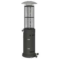 Outsunny 11 KW Freestanding Gas Patio Heater, Adjustable Outdoor Garden Propane Heater with Tip-Over Switch, Wheels, Pulse Ignition, Tank Room with Openable Door, Black(m-11)