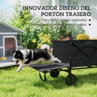 Outsunny Carrito de Jardín Plegable con Ruedas Grandes Mango Ajustable Puerta Trasera Expandible Carga 100 kg para Campaña Negro(m-6)