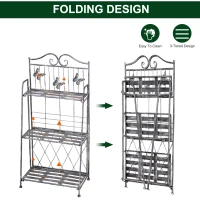 Outsunny 3 Tier Plant Stand Indoor Outdoor, Metal Plant Shelf Flower Display Rack for Potted Plants Garden Balcony Decor, 44 x 25 x 96 cm(m-5)
